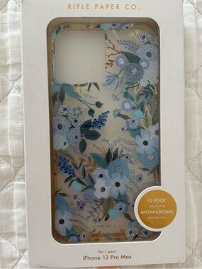 Rifle Paper Co. Blue Floral iPhone 12 Pro Max Case with Gold Accents